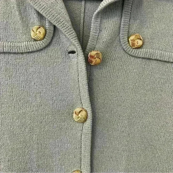 DON SAYERS wellmore Vintage 80s Retro knit gold button sweater dress size 12 - Picture 3 of 5